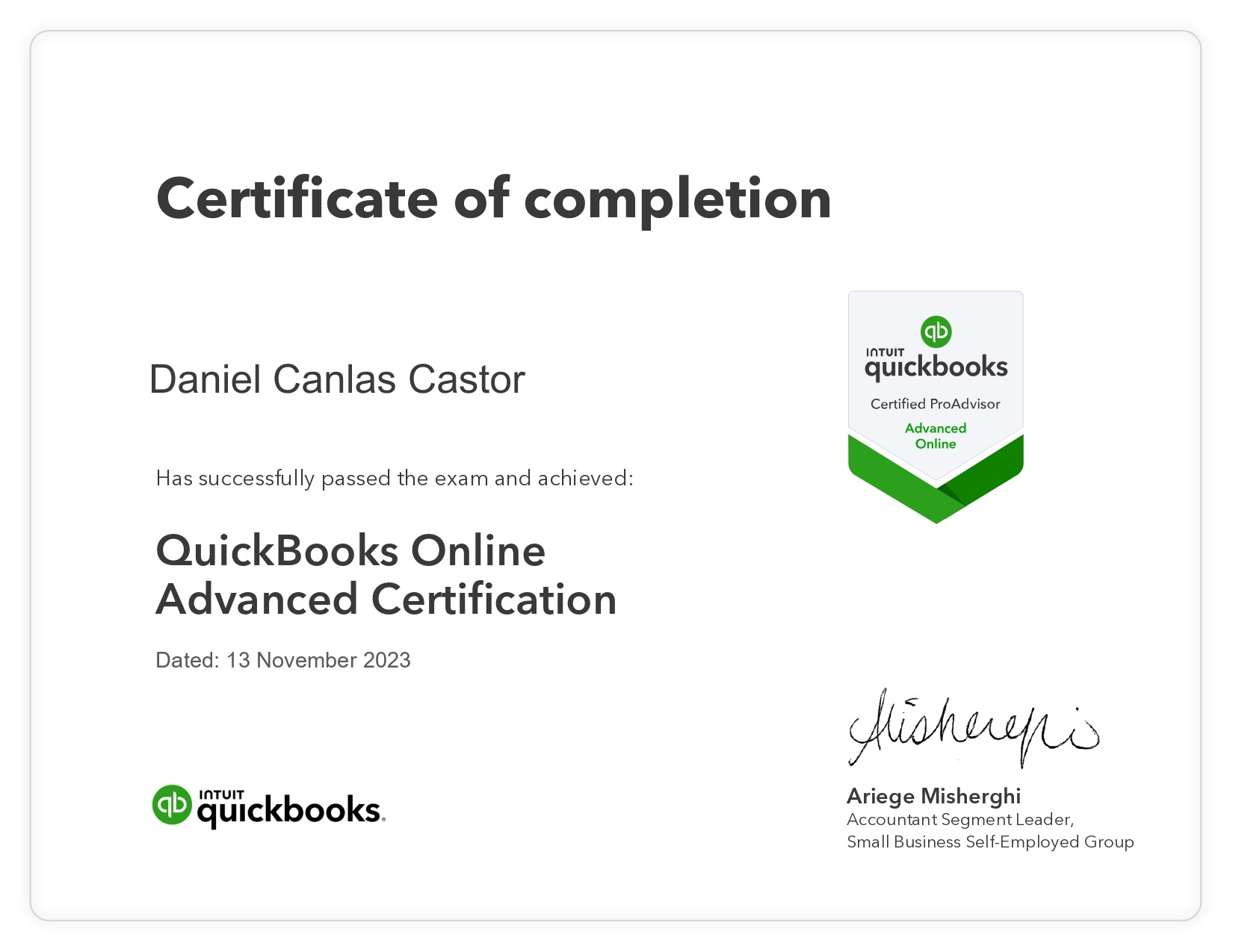 QuickBooks Online Advanced Certification