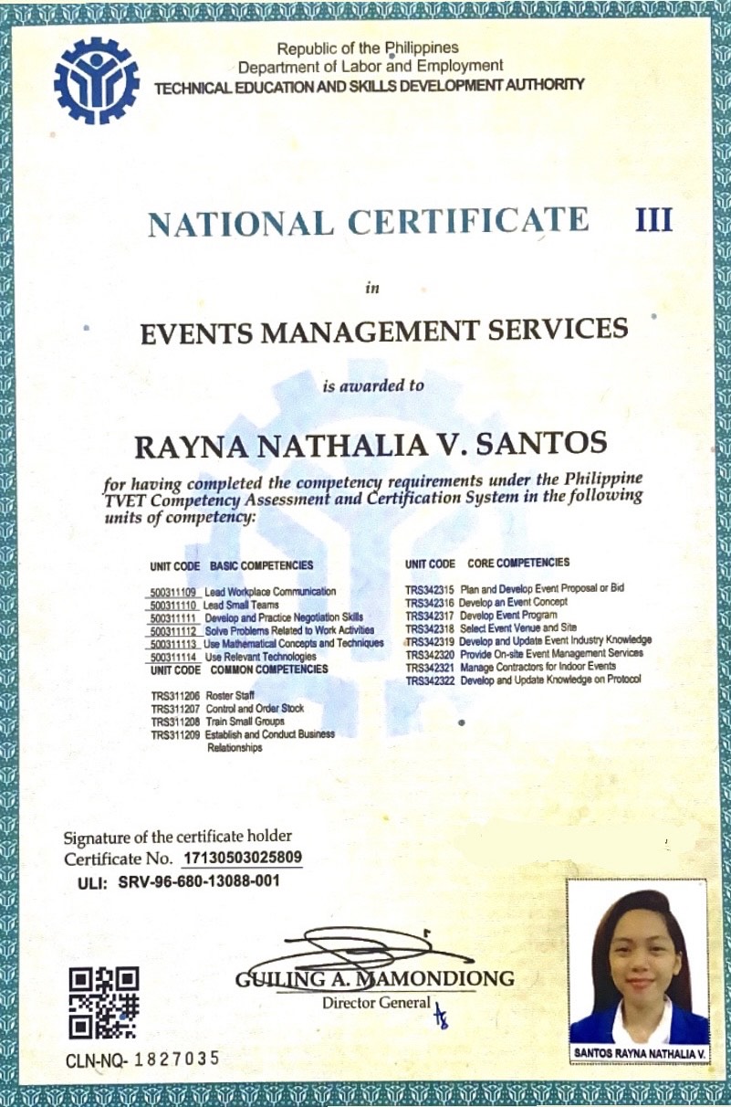 Events Management Service NC III