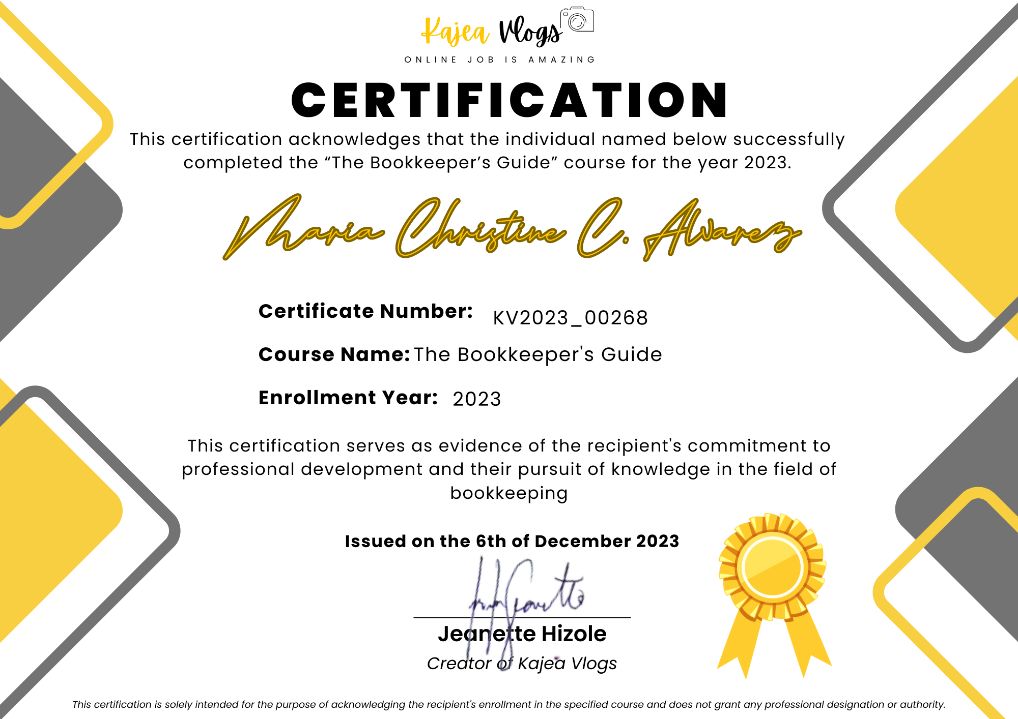 Bookkeeper's Guide Course