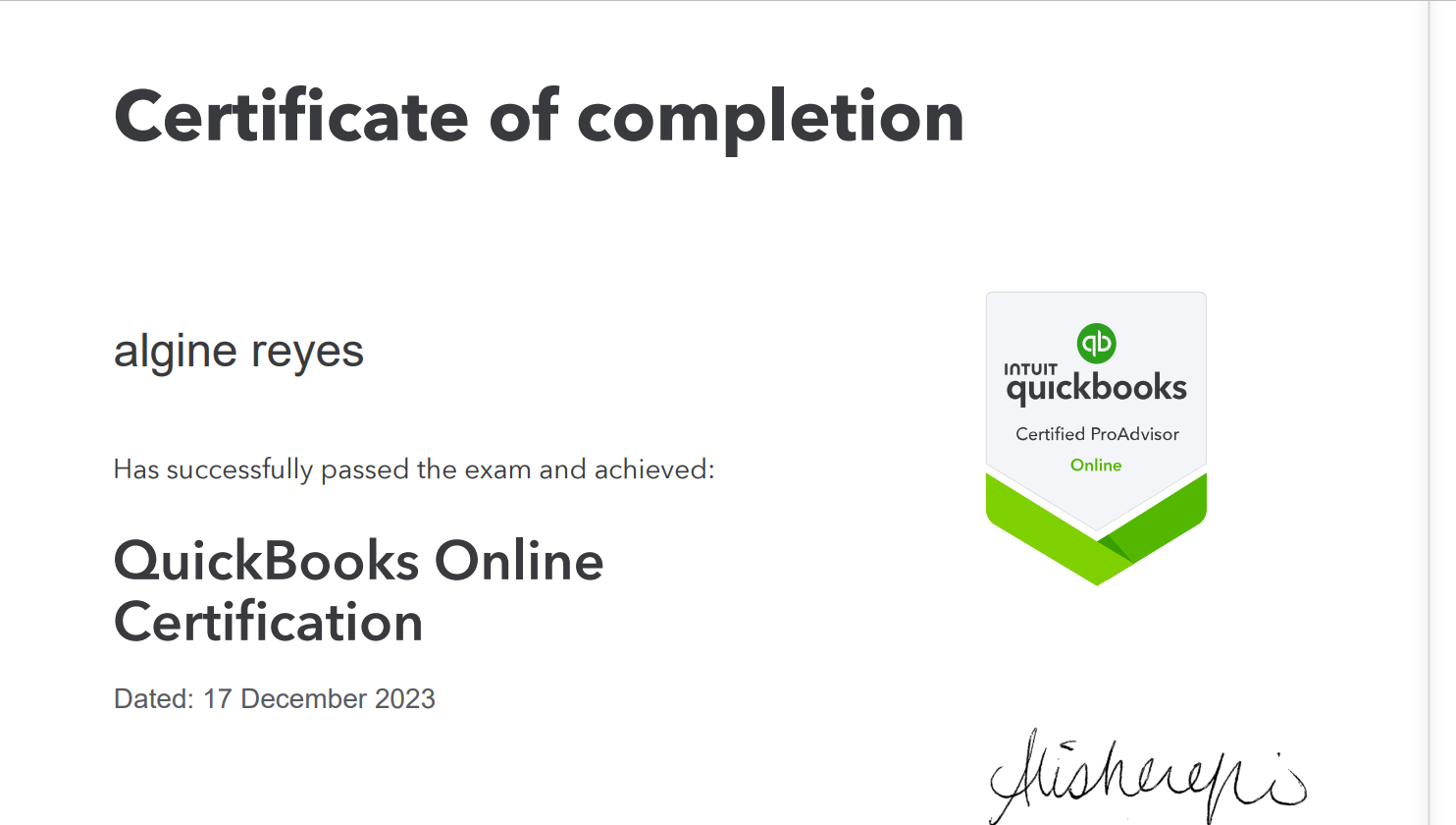 QUICKBOOKS ONLINE PRO ADVISOR