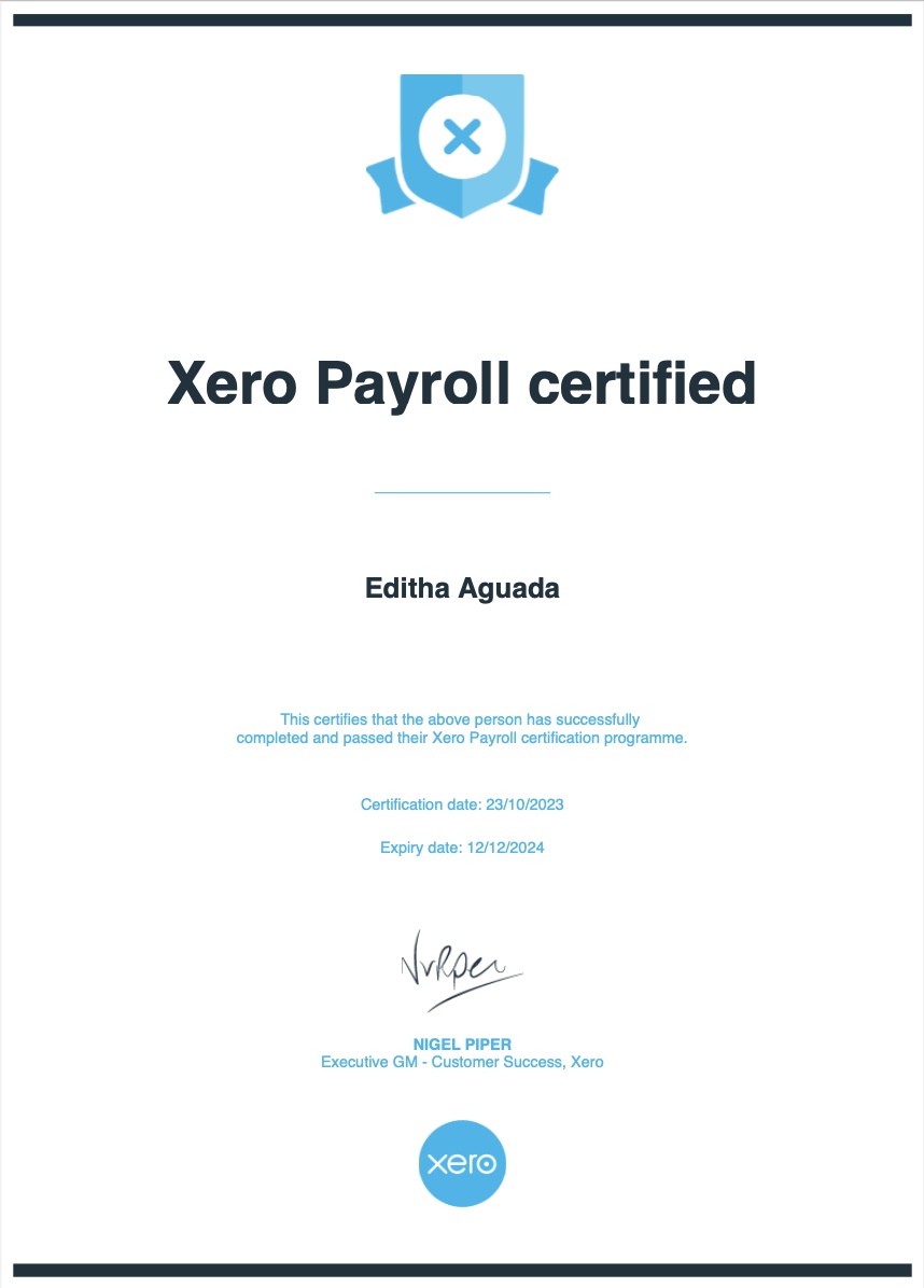 Xero Payroll Certified