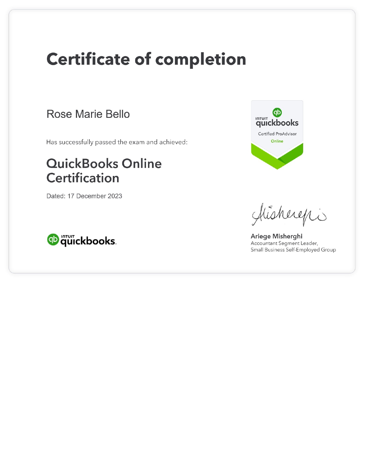 QuickBooks Online Certification