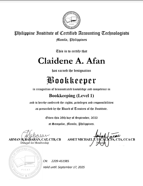 Certified Bookkeeper