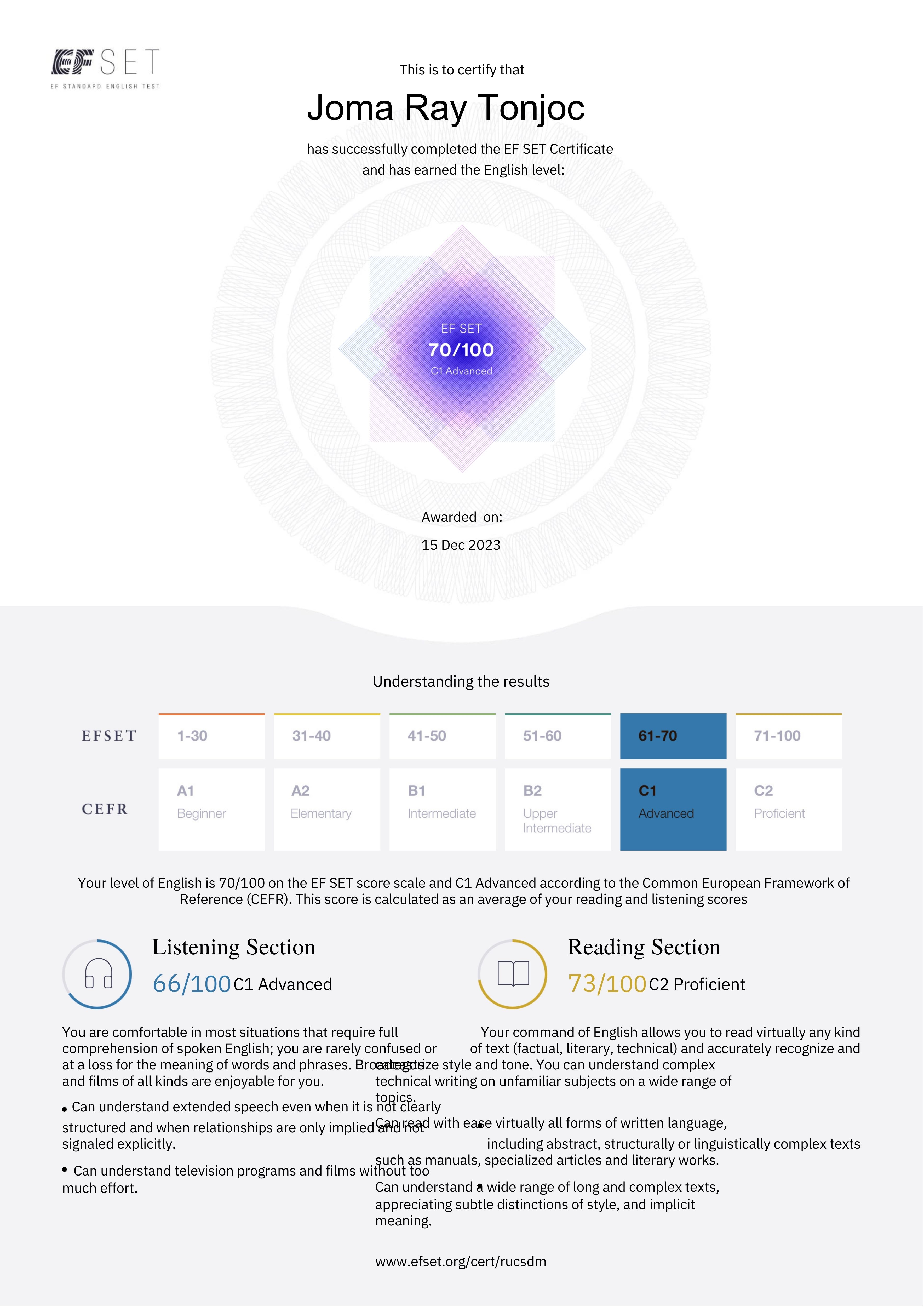 English Proficiency Test - EFSET