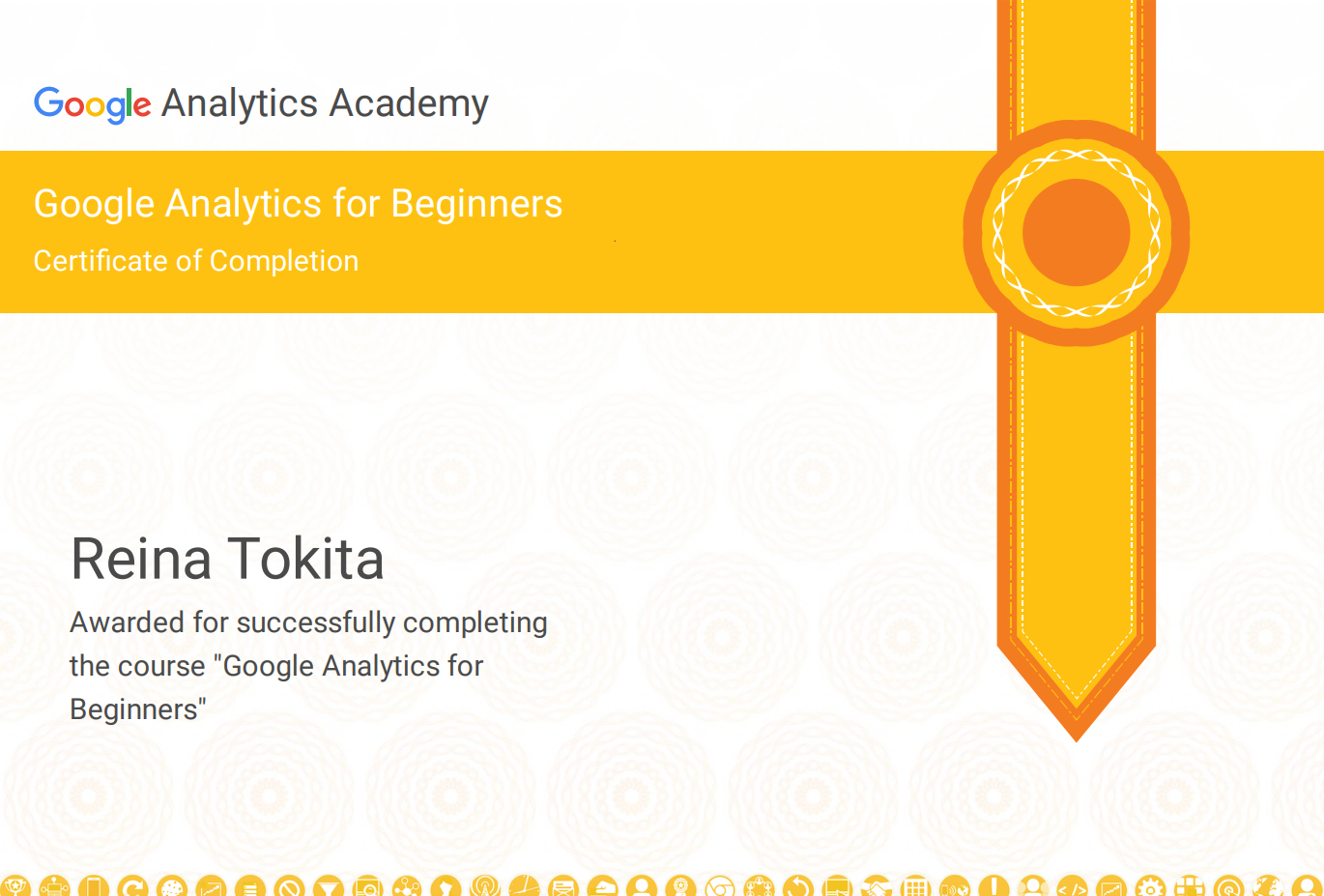 Google Analytics Course Certificate