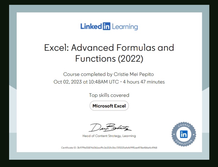 Advanced Formulas And Functions/Microsoft Excel