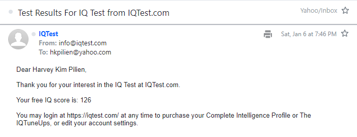 IQ Test Result