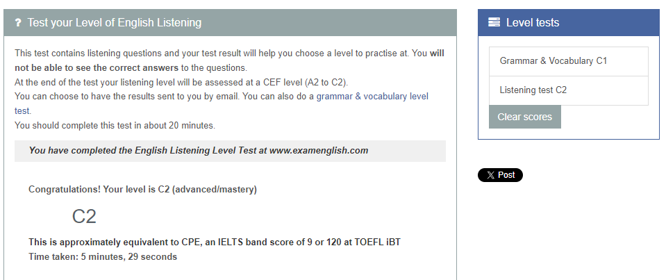 English Test (Listening and Grammar/Vocabulary)