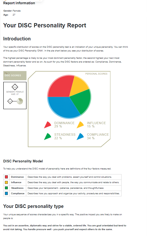 DISC Personality Result