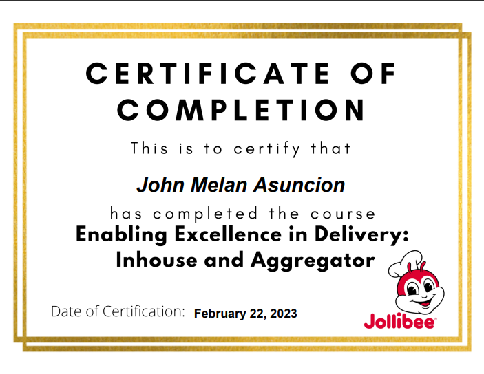 Delivery Management Certificate