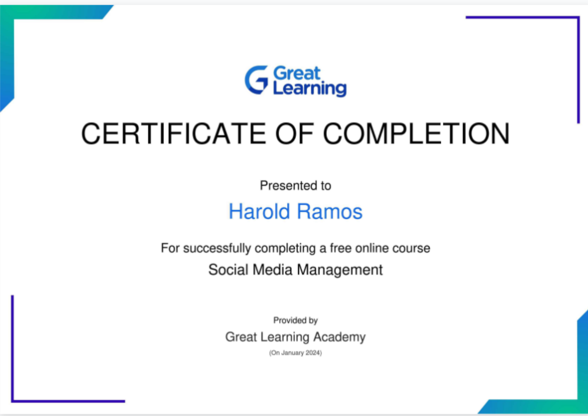 Social Media Management Certificate