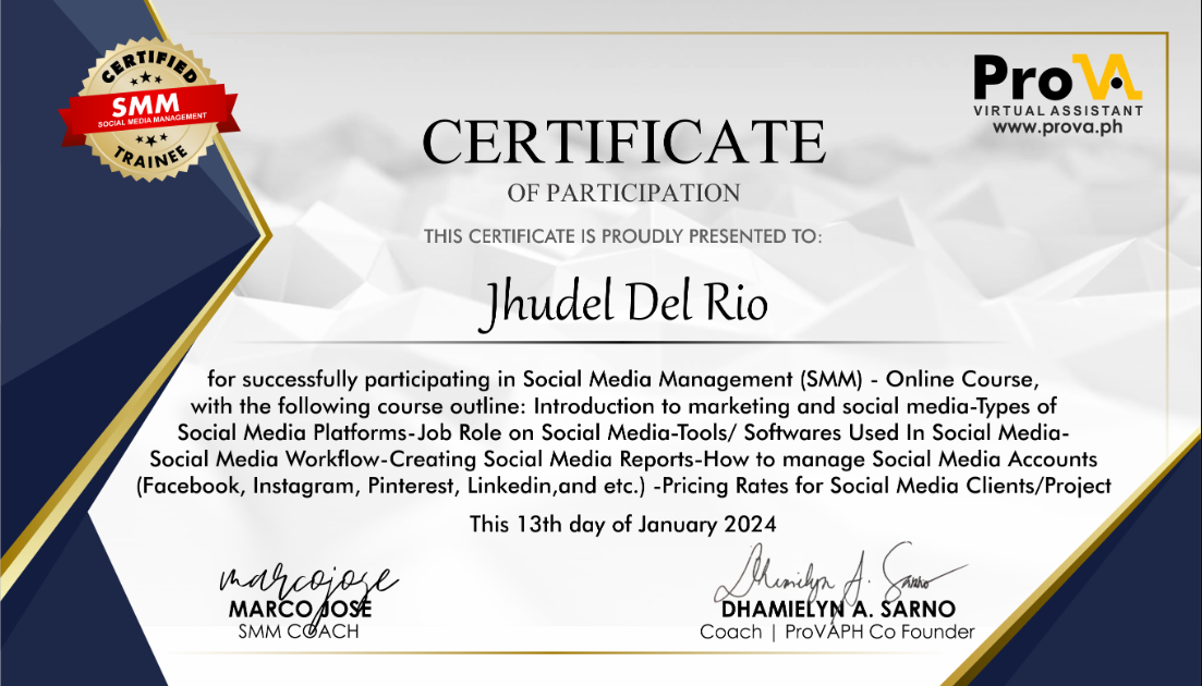 Social Media Management In-Depth Training Certificate