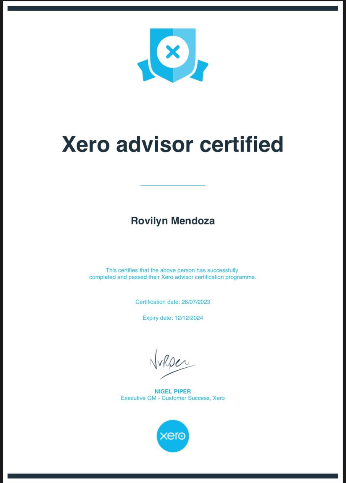 Xero Advisor Certificate