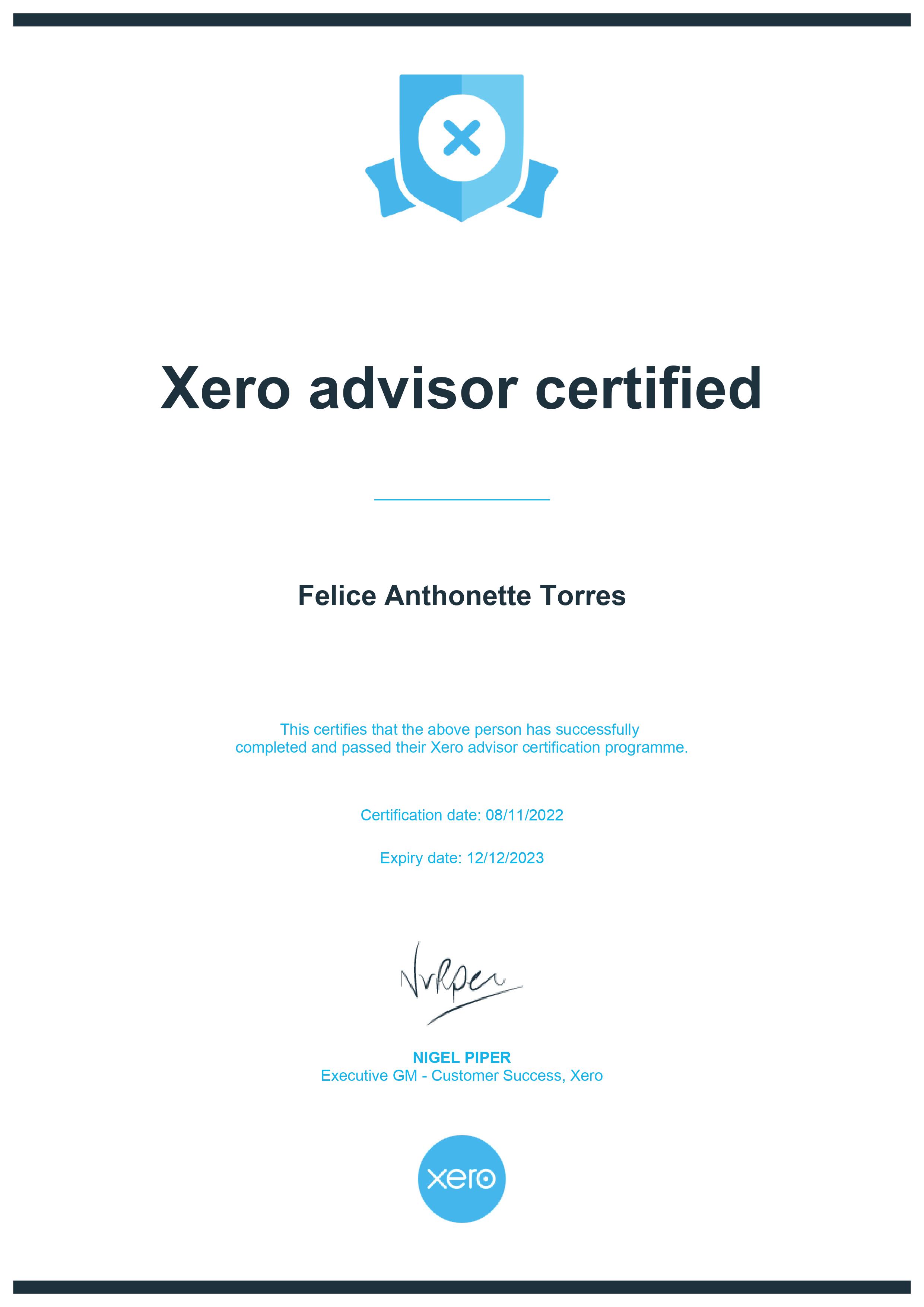 Xero Advisor Certification