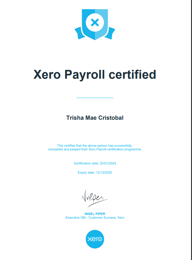 Xero Payroll Certified