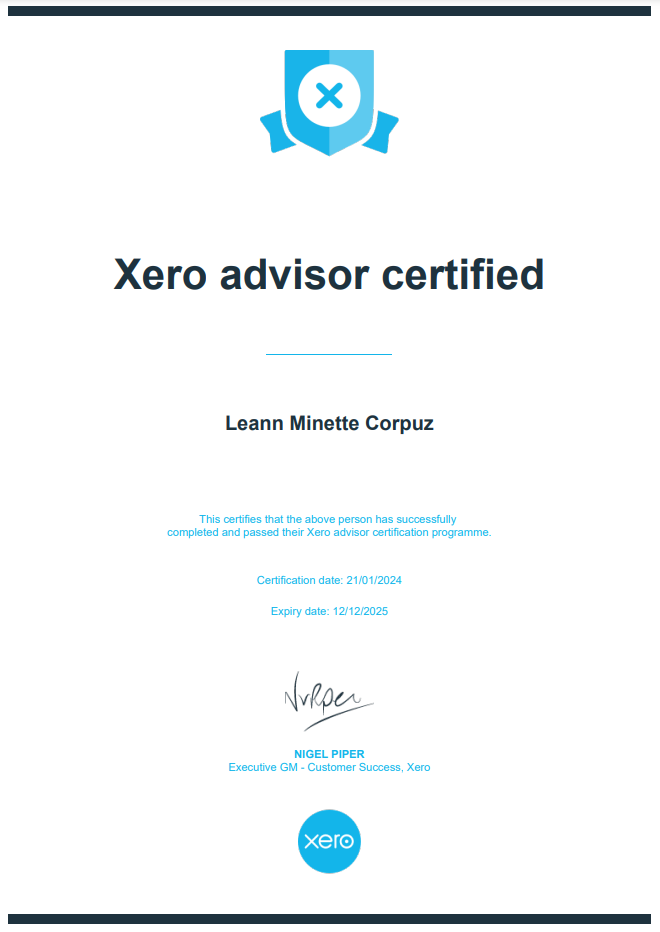 Xero Advisor Certificate