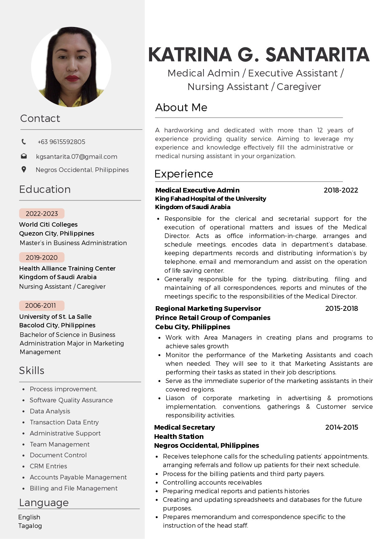 MY RESUME PART 1