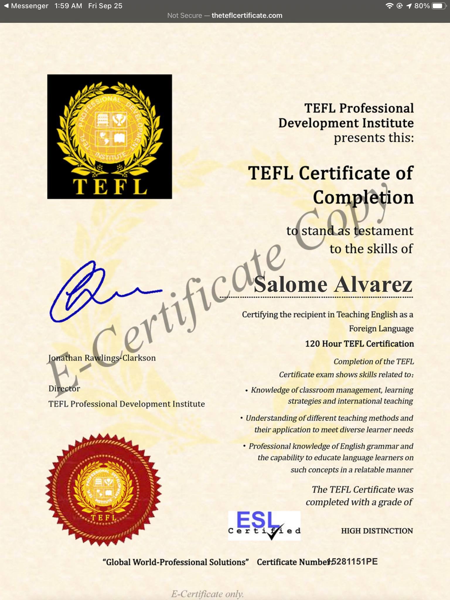 TEFL Certificate