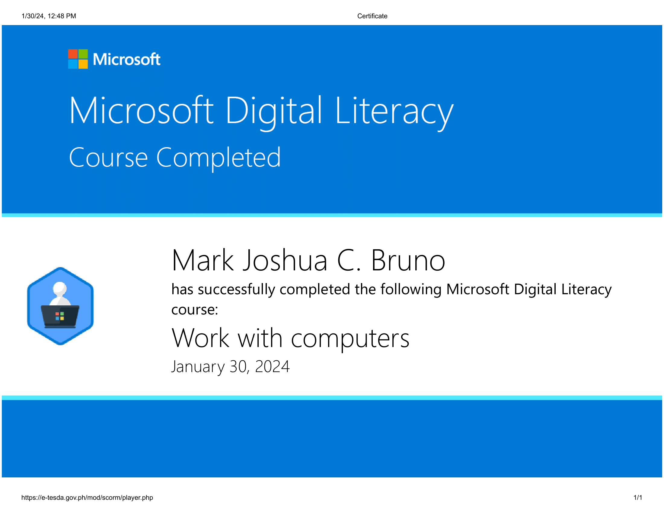 Microsoft Digital Literacy: Work with Computers