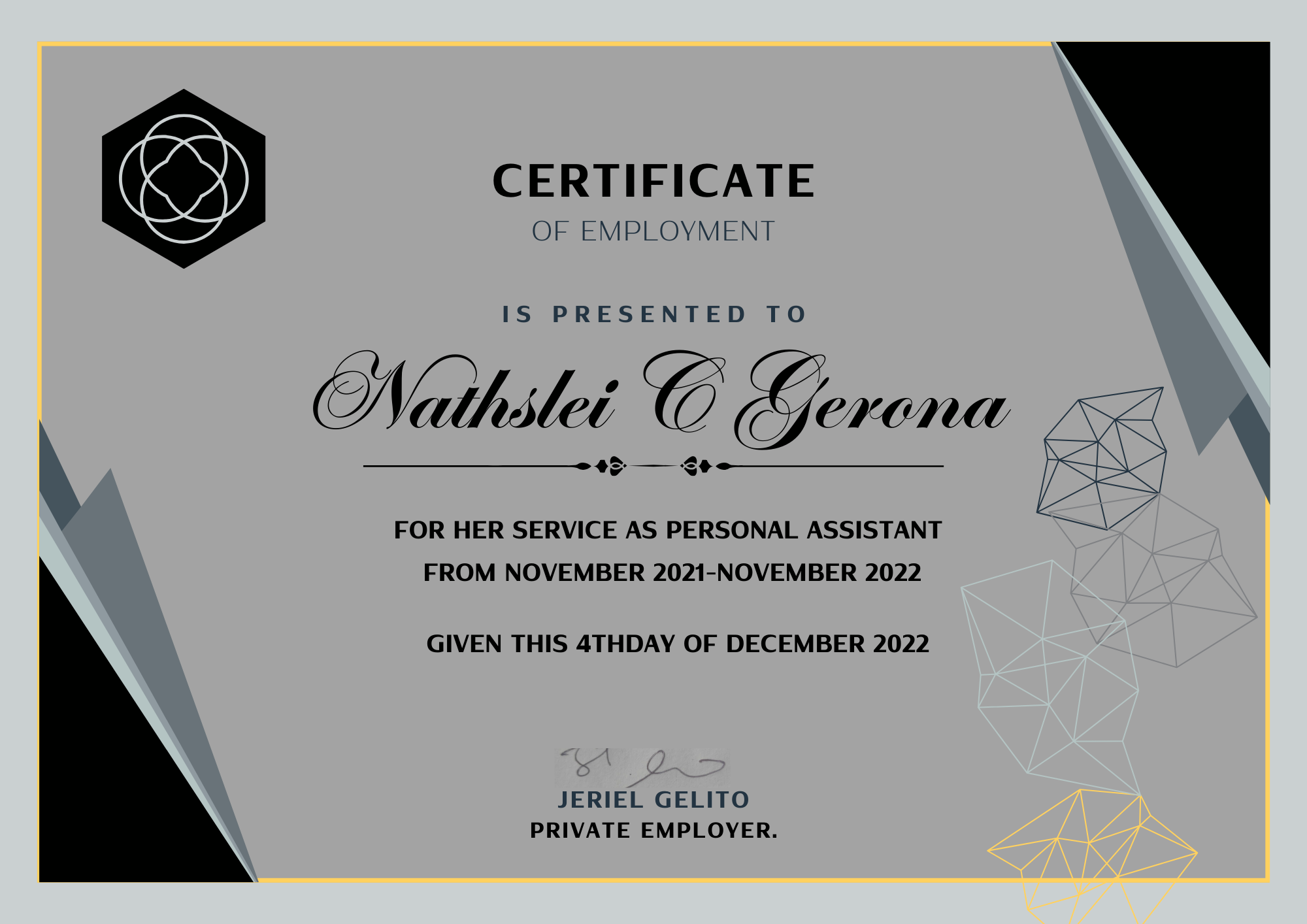 Certificate of Employment