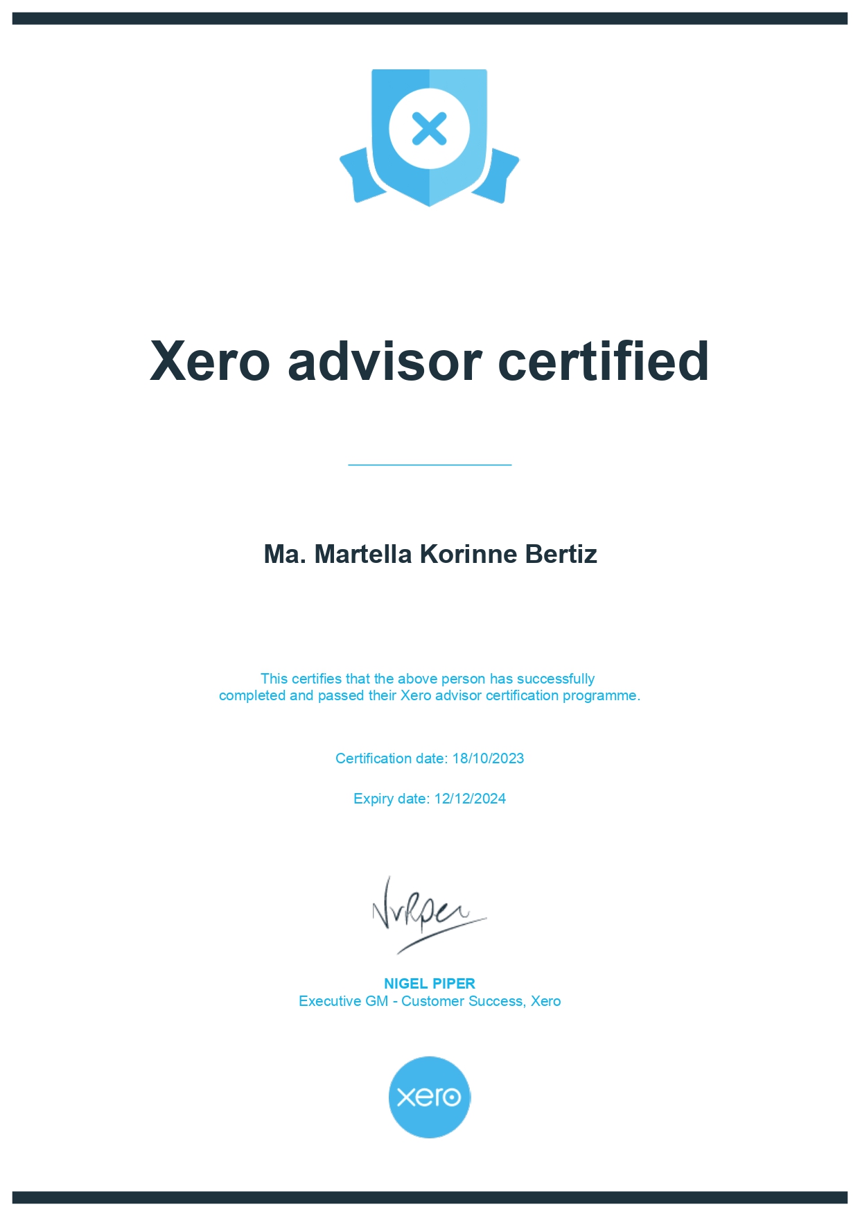 Xero Advisor Certificate