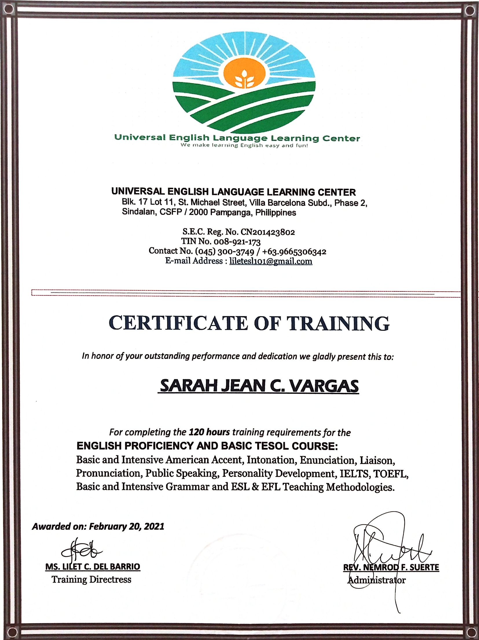 TESOL Certificate