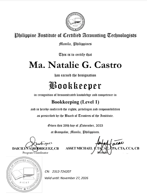 Certified Bookkeeper