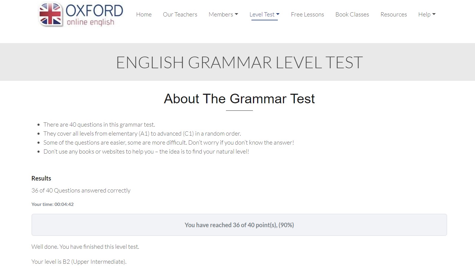 Oxford English Grammar Test