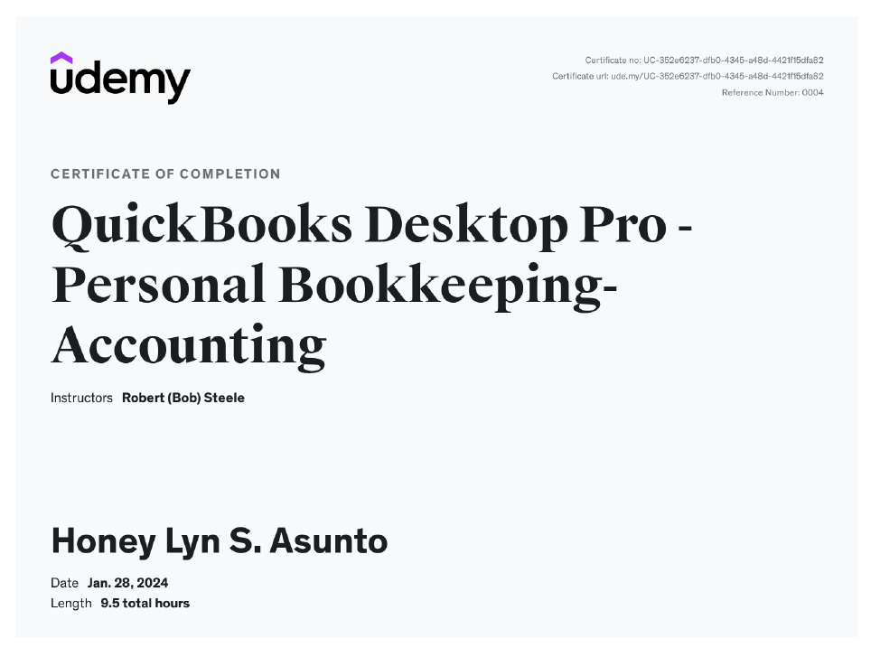 Quickbooks Desktop Pro-Personal Bookkeeping Accounting