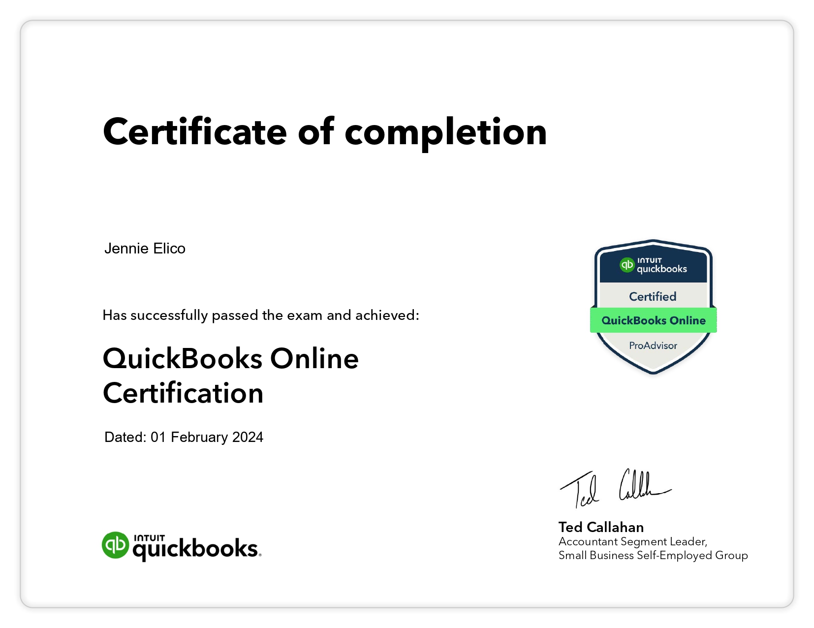 QuickBooks Proadvisor Certification