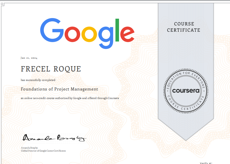 Google Project Management Certificate