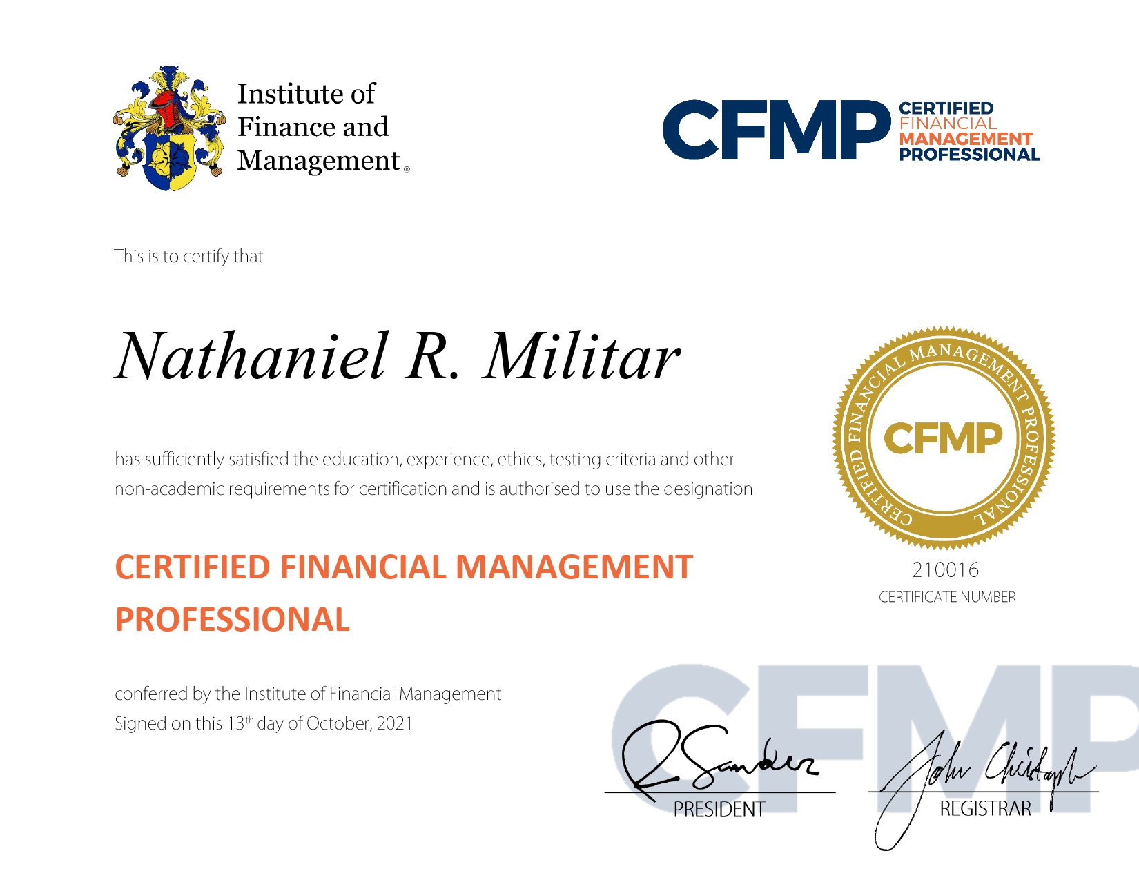 Certified Financial Management Professional