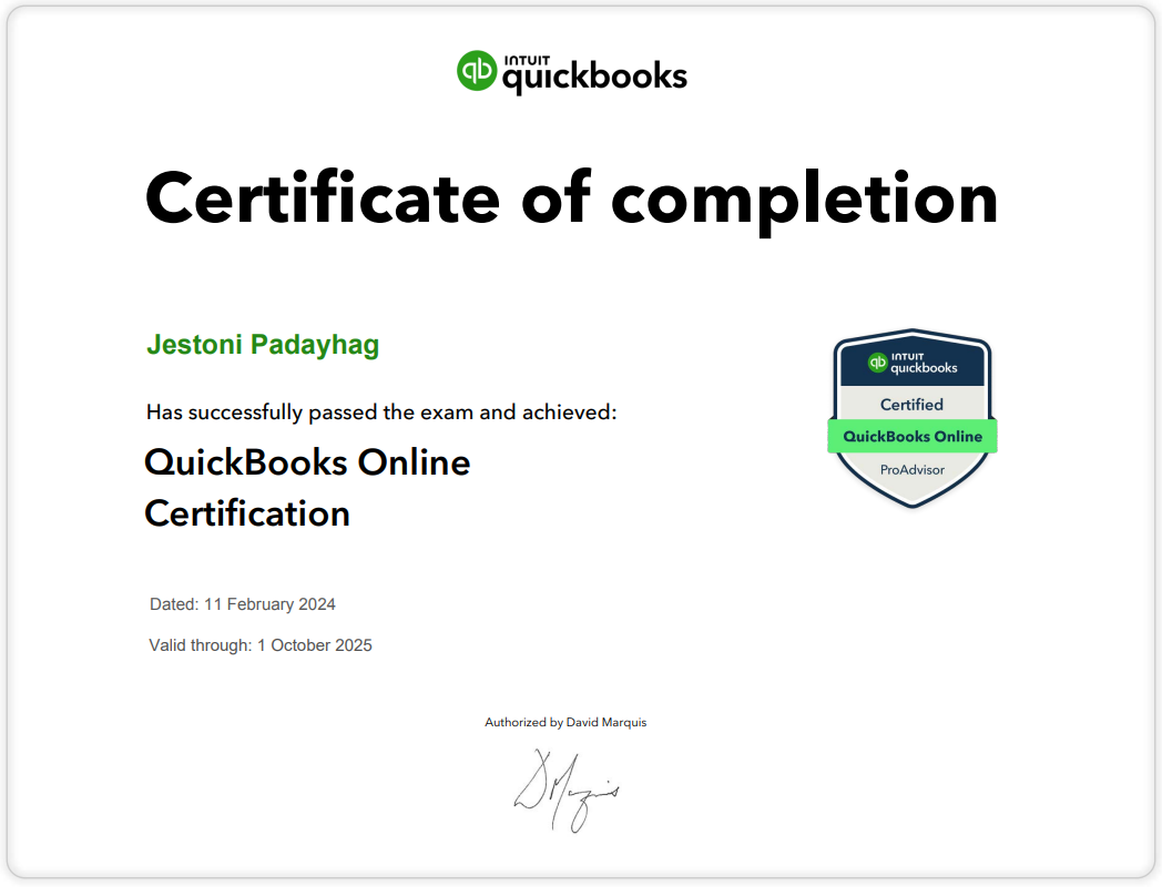 QuickBooks Online ProAdvisor Certificate