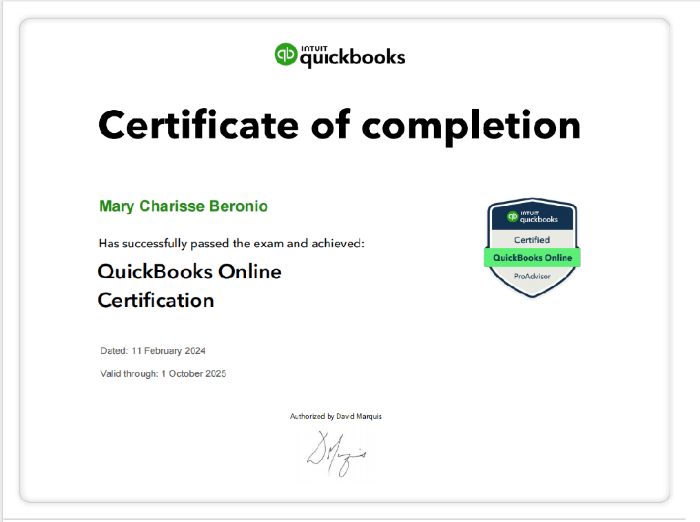 Certified Quickbooks Online