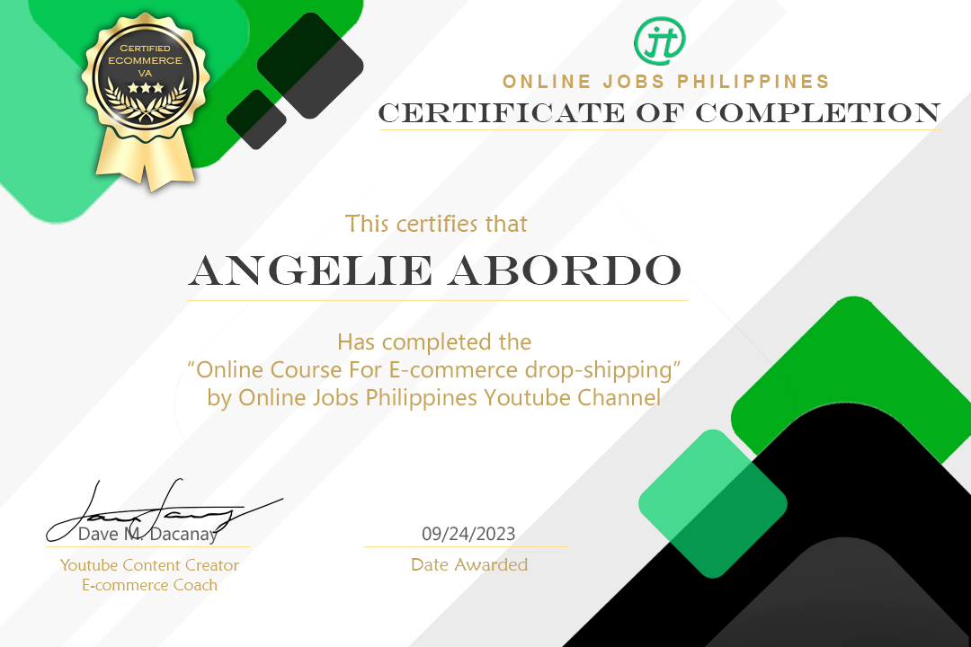 E-commerce Drop-shipping Training Certificate