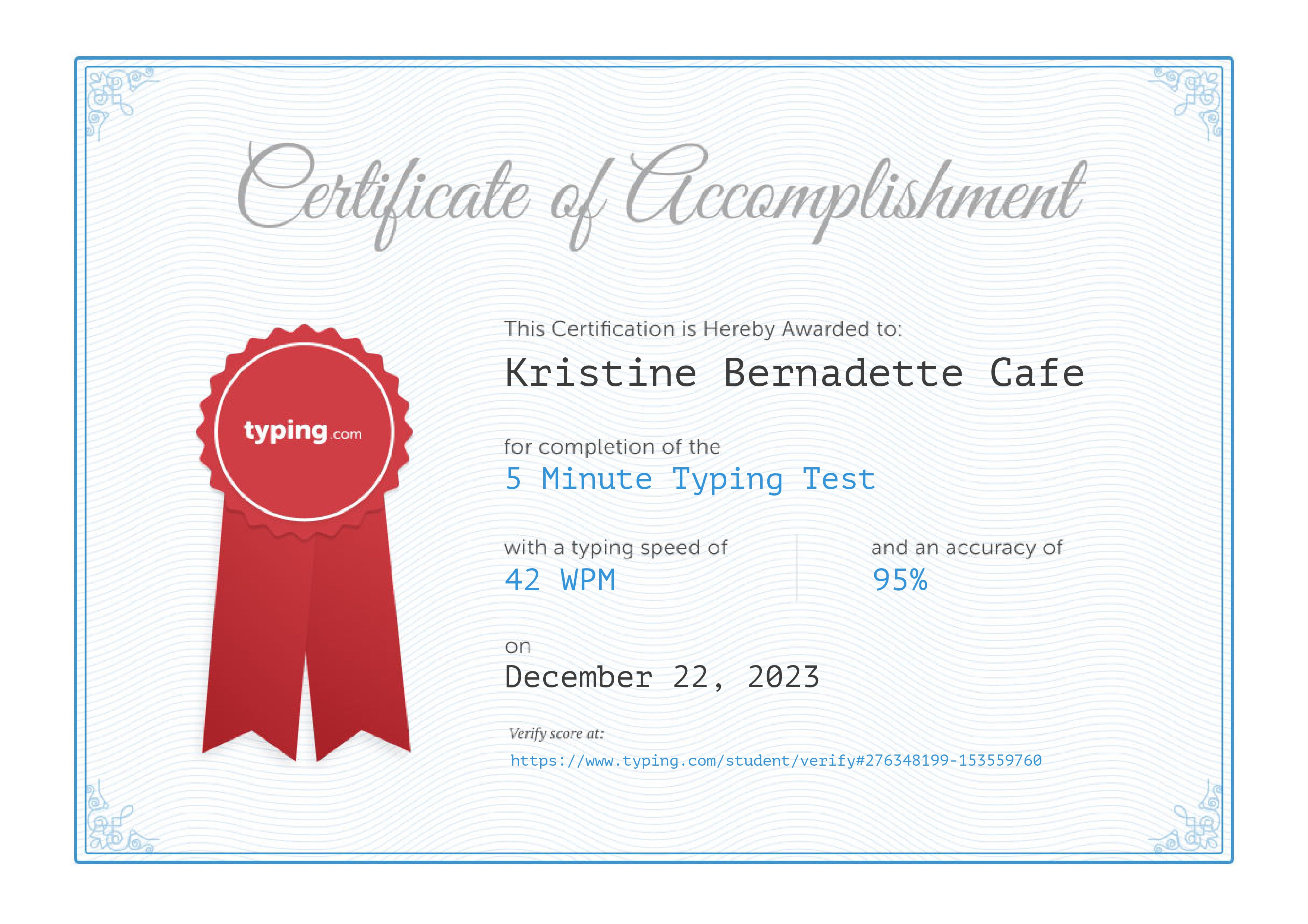 Speed Test Certificate