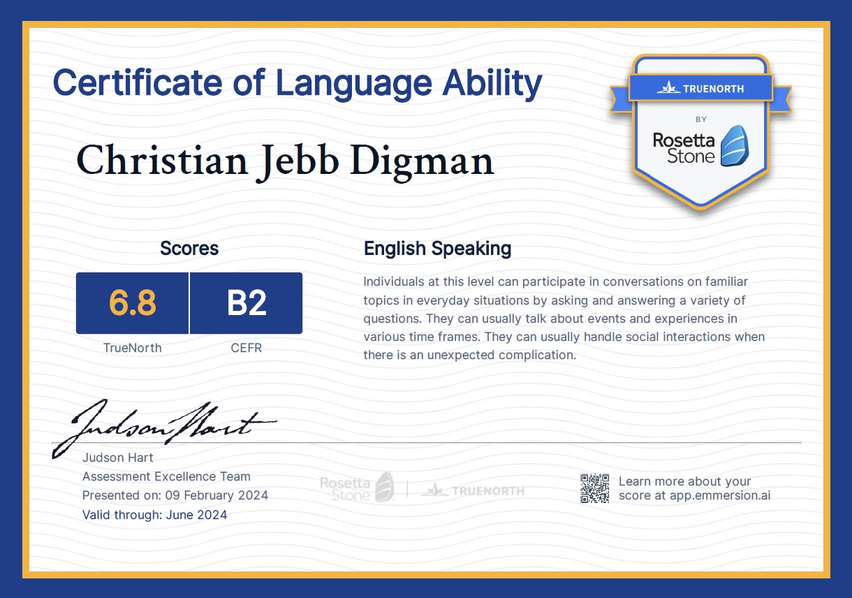 Certificate of Language Ability