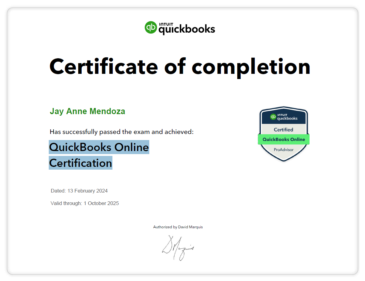 QuickBooks Online Certification