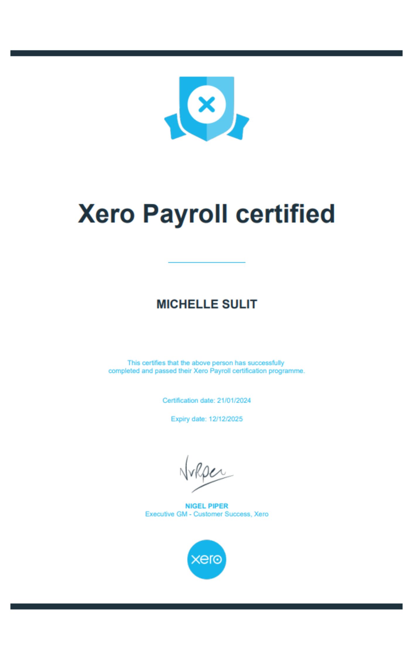 XERO PAYROLL CERTIFIED