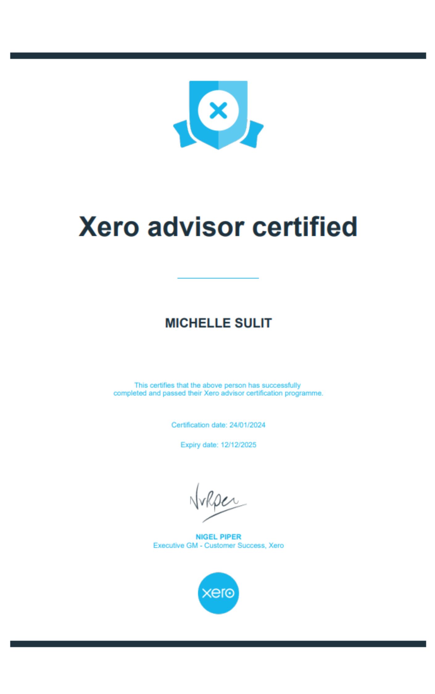 XERO ADVISOR CERTIFIED