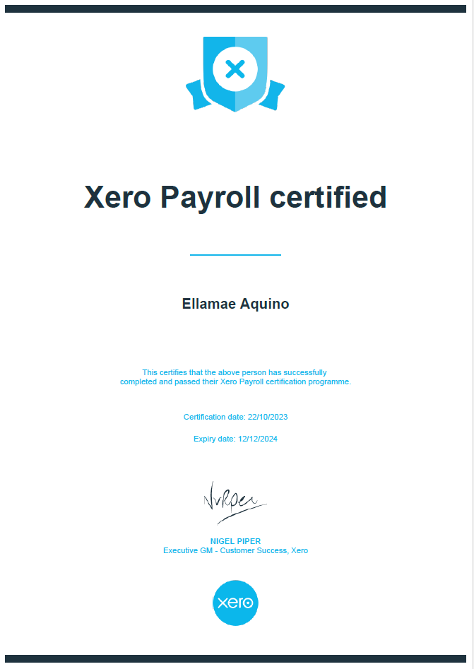 Xero Payroll Cert