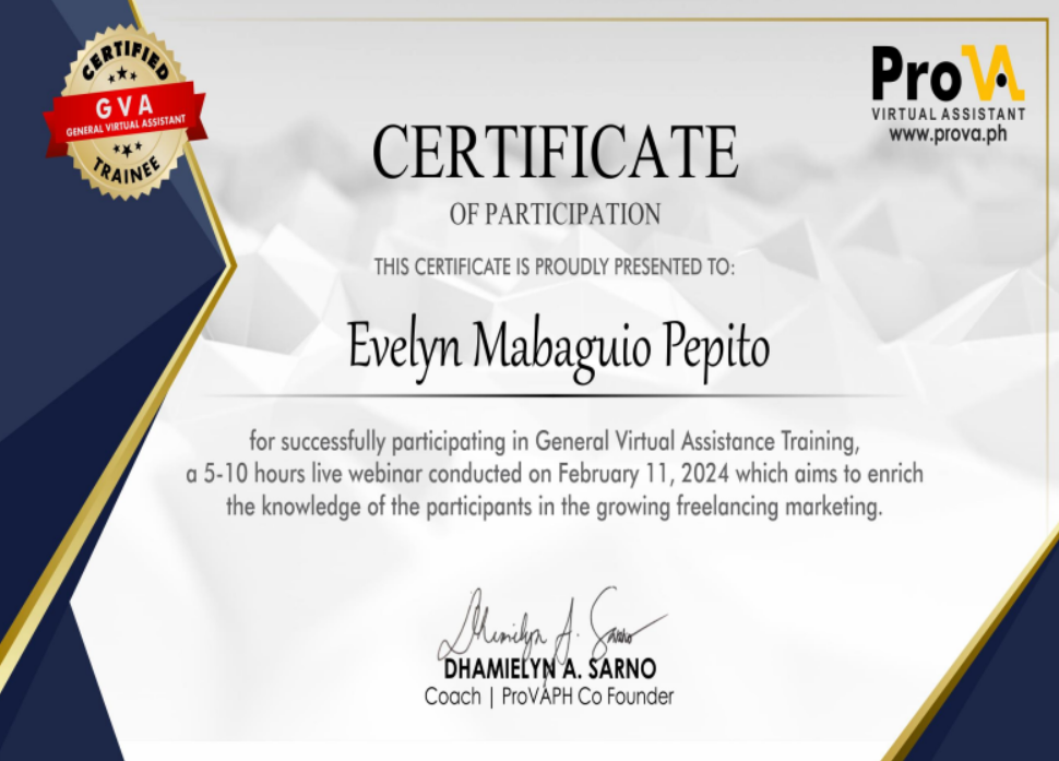 General Virtual Assistant- Certificate
