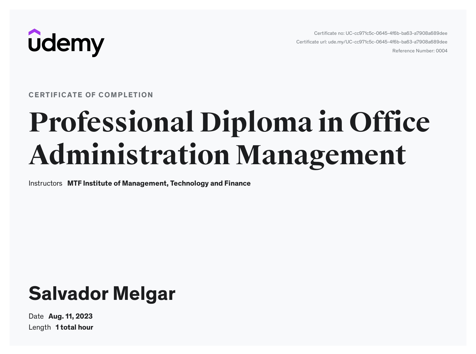 Diploma in Office Administration Management