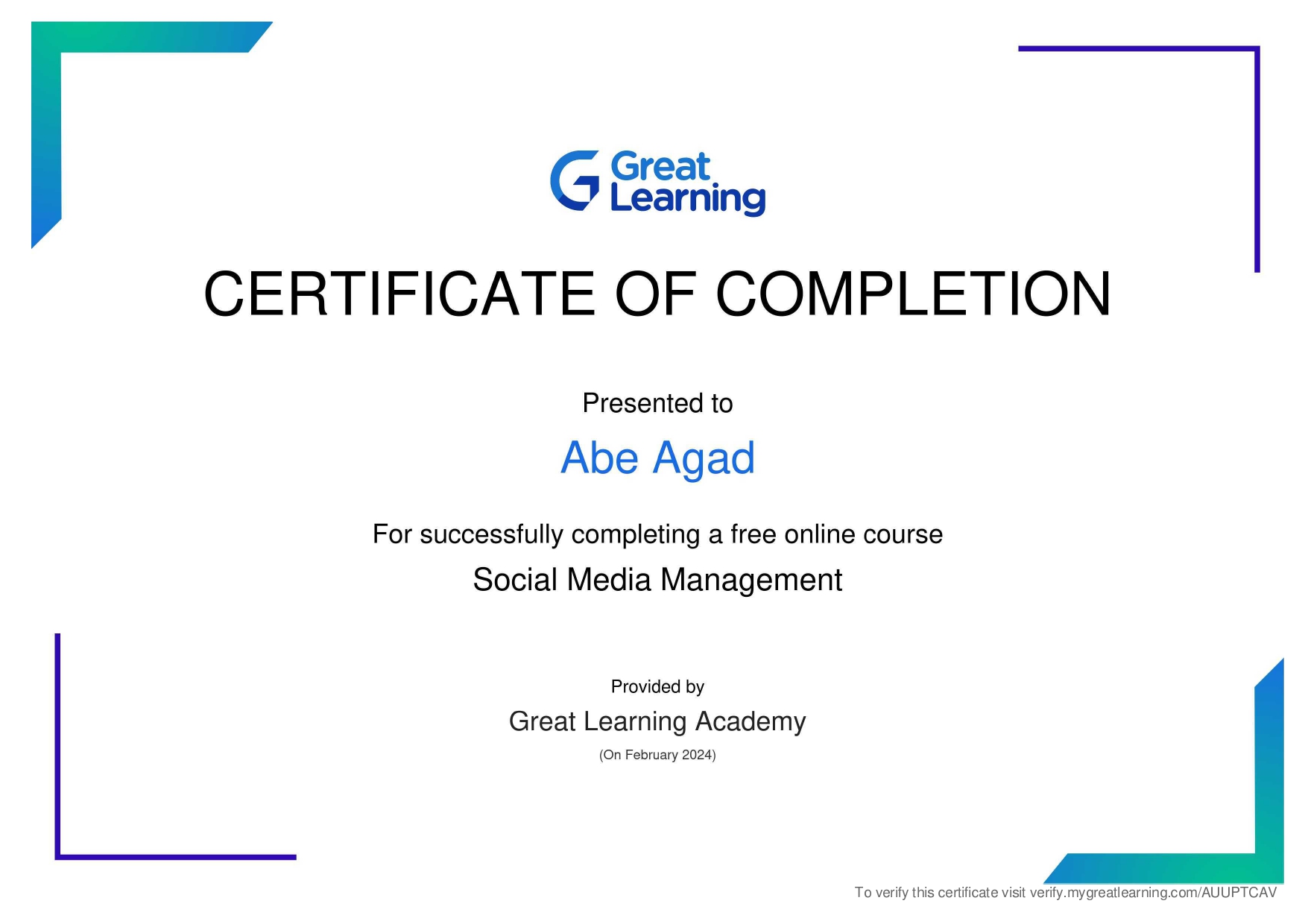 Social Media Management Certificate