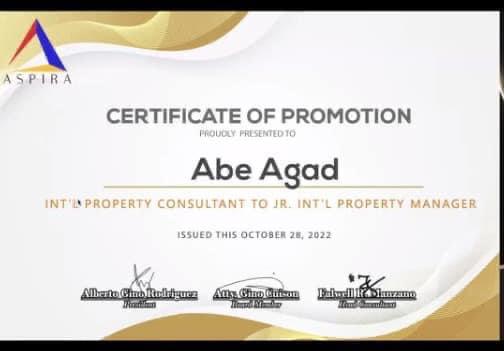 Certificate of Promotion