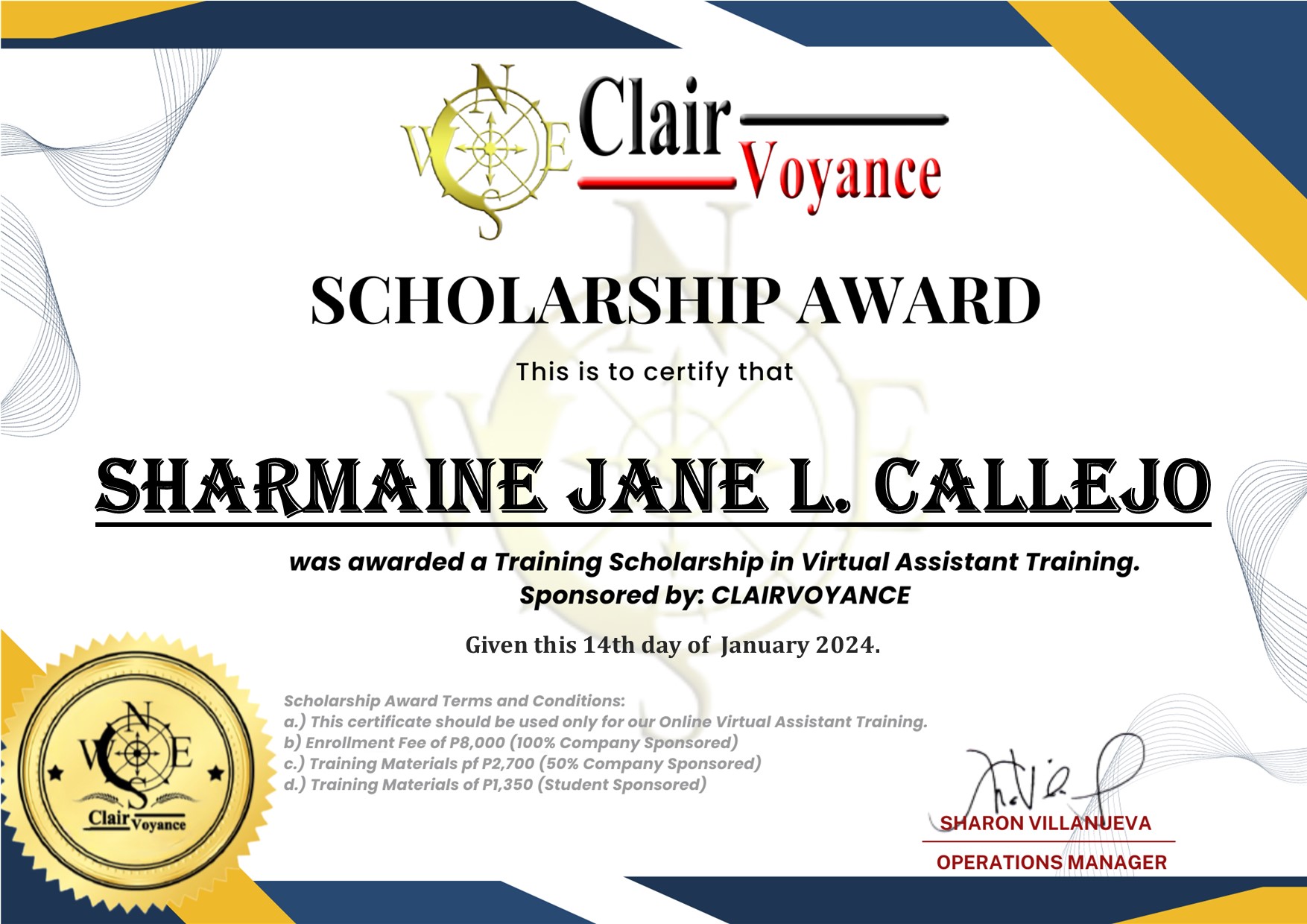 Clair Voyance Training Scholarship