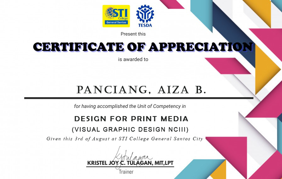 DESIGN FOR PRINT MEDIA (Visual Graphic Design NCIII)