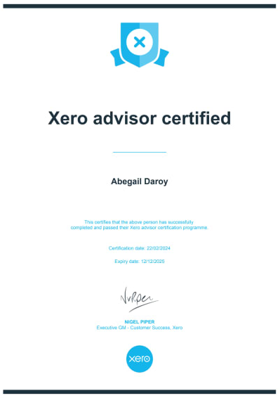 Proof of being a certified XERO Advisor