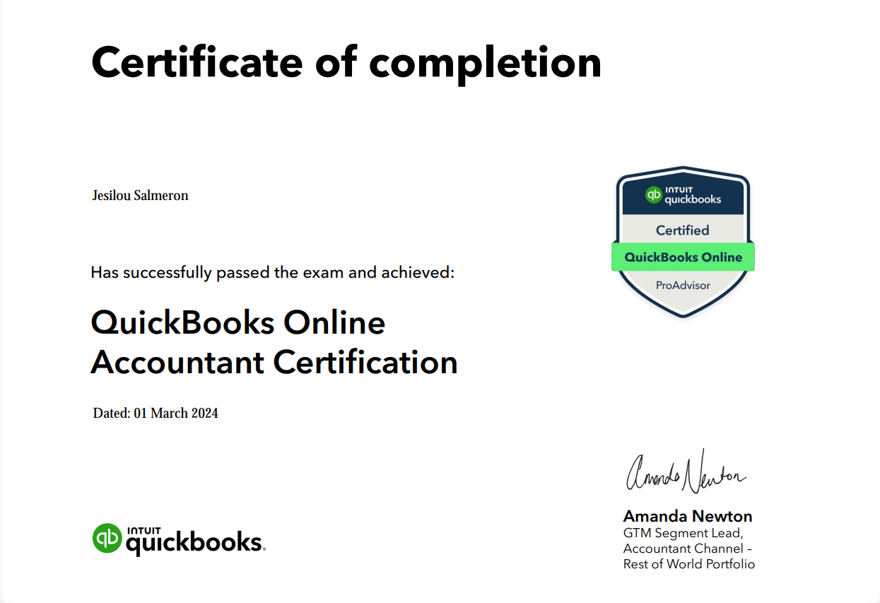 QBO ONLINE ACCOUNTANT CERT.