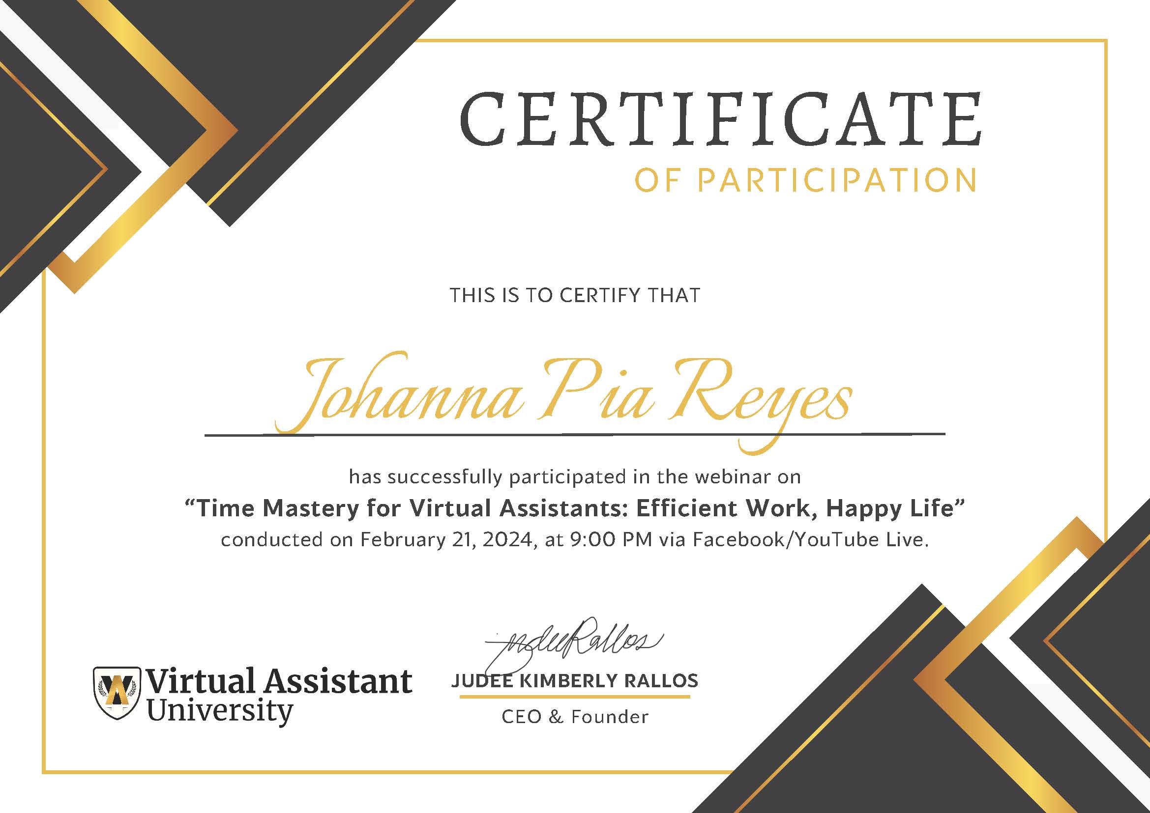 Virtual Assistant University 24 Webinar Cert FEB 21-4